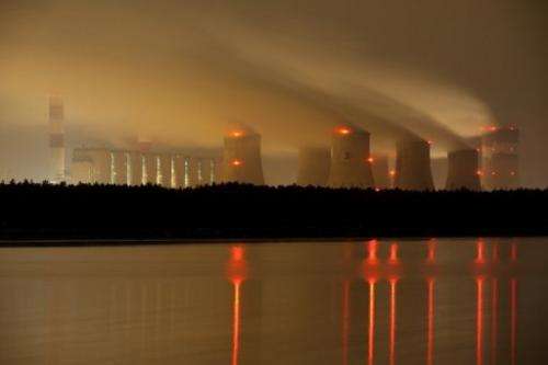 Night view of the Belchatow power plant on September 28, 2011