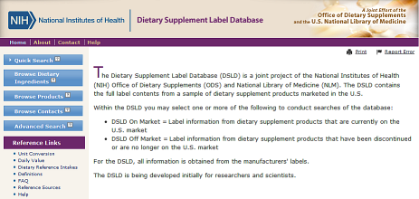 NIH launches Dietary Supplement Label Database