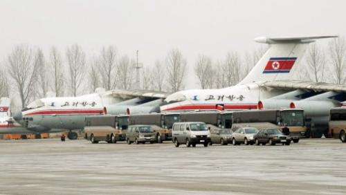 North Korea's Air Koryo jets are seen in Pyongyang, on February 25, 2008