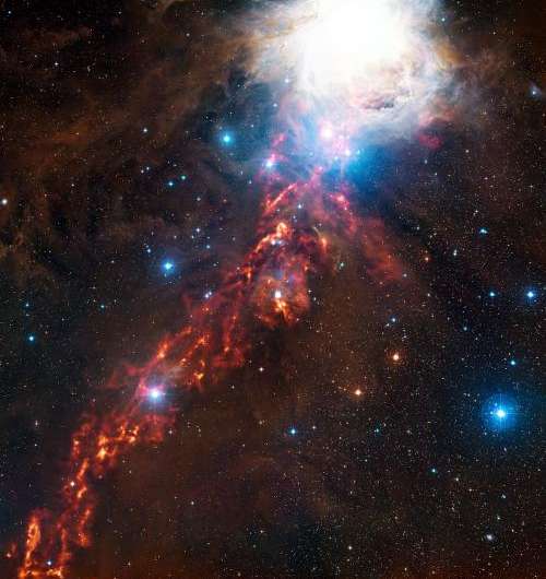 Orion's hidden fiery ribbon