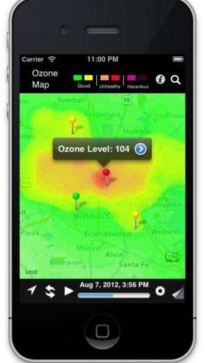 'OzoneMap' app delivering real-time air quality reports