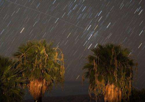 Perseid meteors streak across the sky early August 12, 2008, seen in Nevada, US.