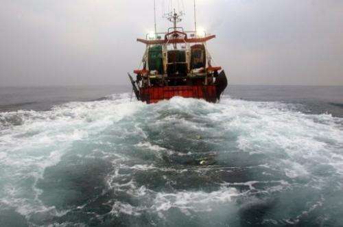 Photo of a French trawler taken February 2, 2006, during a fishing trip in the English Channel