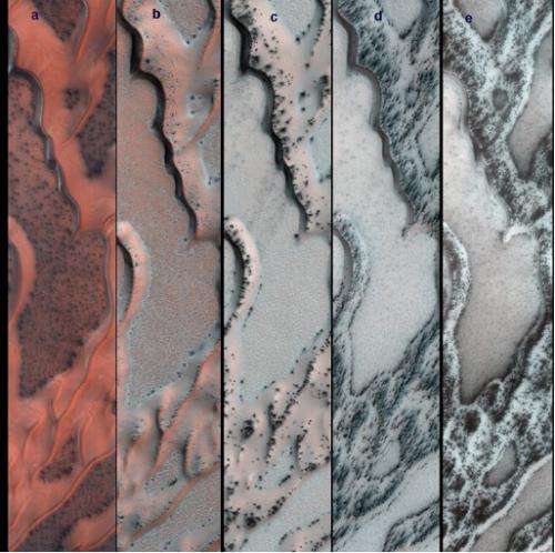 Observed changes to Martian surface caused by seasonal thawing of carbon dioxide ice