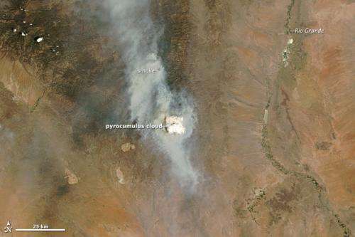 Pyrocumulus cloud billows from New Mexico fire