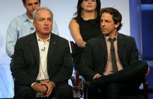 &quot;Saturday Night Live&quot; executive producer Lorne Michaels (L) and actor/head writer Seth Meyers speak on July 20, 2008