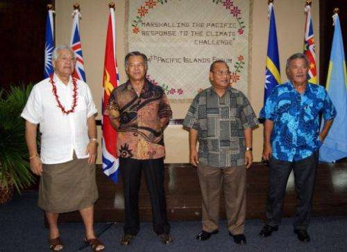 Regional leaders pictured at the opening of the 15-nation Pacific Islands Forum (PIF) in Majuro on September 3, 2013