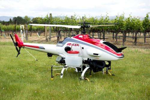 Remote-controlled helicopter tested for use in vineyards