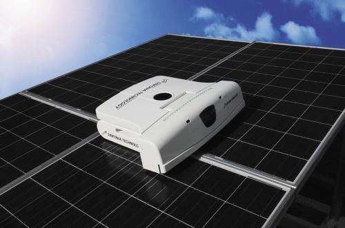 Robot with brush, water, wiper tackles solar panel cleaning