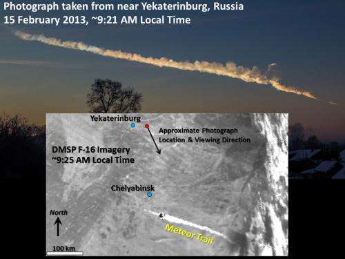 Scientists discover satellites captured Chelyabinsk meteor debris trail
