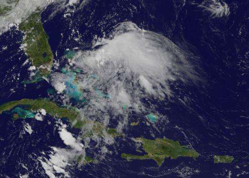 Satellite views Chantal's remnants over Bahamas