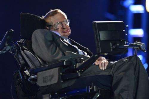 Scientist Stephen Hawking appears during the opening ceremony of the London 2012 Paralympic Games on August 29, 2012