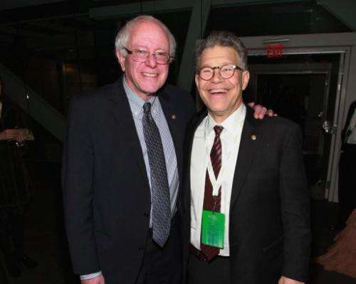 Senators Bernie Sanders and Al Franken attend the 2013 Green Inaugural Ball at NEWSEUM, January 20, 2013, Washington, DC