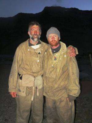 'Shackleton Epic' expedition leader Tim Jarvis (L) and mountaineer Barry Gray, pictured on February 10, 2013