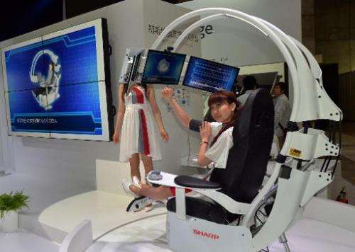 Sharp unveils the prototype of a new health care chair at the CEATEC trade show in Chiba on October 1, 2013