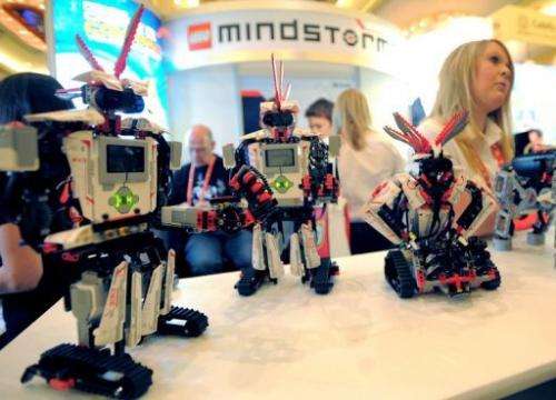 Smart device-controlled toy robots on display at the International CES in Las Vegas on January 9, 2013