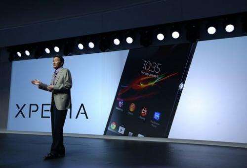 Sony CEO Kazuo Hirai addresses a press conference at the International CES on January 7, 2013