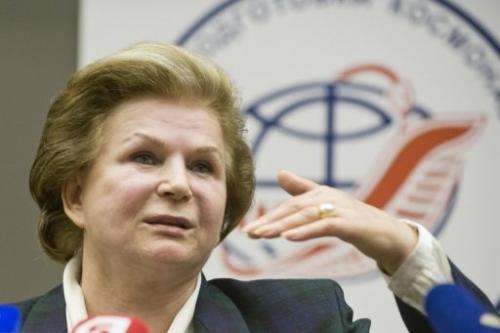Soviet astronaut Valentina Tereshkova speaks during a press conference in Star City outside Moscow, on June 7, 2013