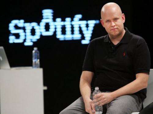 Spotify co-founder Daniel Elk speaks at a Spotify event in New York City on December 6, 2012