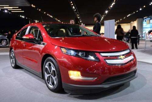 The Chevrolet Volt on display at the 2013 North American International Auto Show in Detroit, Michigan, January 15, 2013