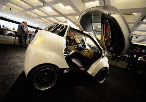 The Dok-ing XD electric car created by Vjekoslav Majetic is on display at the LA Auto Show on November 17, 2011