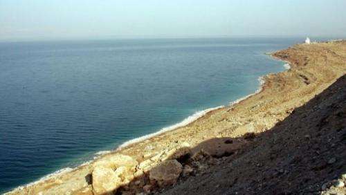 The drying shores of the Dead Sea, south of the Jordanian capital Amman, on November 9, 2009