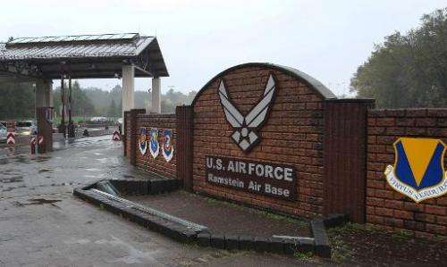 The entrance to the US Airbase is pictured in Ramstein, southern Germany, on November 6, 2013