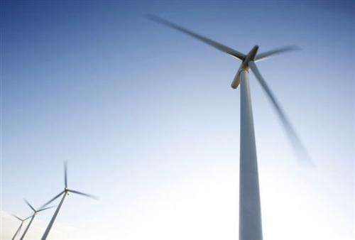 The first onshore wind farm to be built in the south-east of England in Watchfield near Swindon on December 5, 2008