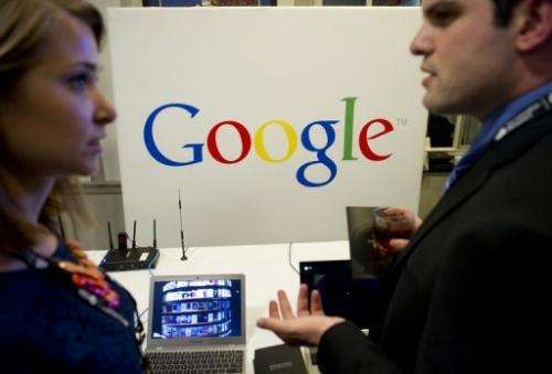 The Google stand is pictured during CES on the Hill in Washington, DC, on April 16, 2013