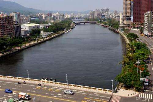 The Love River in the downtown area of the southern Taiwan city of Kaohsiung on September 22, 2009.