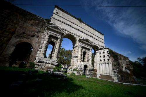 The Porta Maggiore in Rome where eight of 11 Roman aqueducts become combined, pictured October 8, 2013