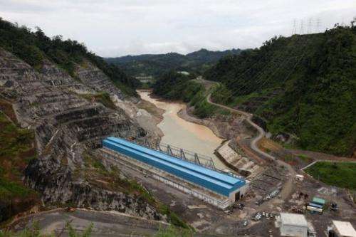 The power house at the Bakun dam on  Balui River west of Belaga, Sarawak state, on Borneo on September 12, 2011