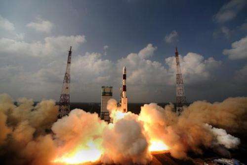 The PSLV-C25 rocket carrying the Mars Orbiter Spacecraft blasts off from the launch pad at Sriharikota on November 5, 2013