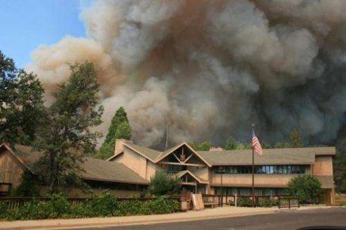 The Rim Fire burns close to Groveland Ranger Station near Yosemite National Park, California, August 23, 2013