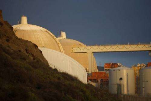 The San Onofre Nuclear Generating Station in San Clemente, California, is pictured on March 15, 2012