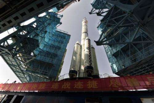 The Shenzhou-10 on its launch pad in Jiuquan, in the Gobi desert, on June 3, 2013