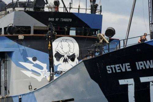 The "Steve Irwin" from the environmental activist group Sea Shepherd sits at anchor near Perth on December 7, 2011