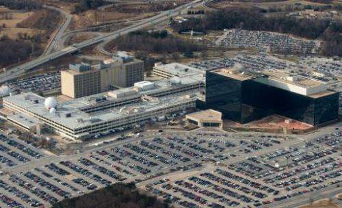 The US National Security Agency headquarters at Fort Meade, Maryland, on January 29, 2010