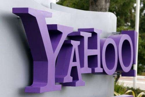 The Yahoo logo outside the company's global headqarters in Sunnyvale, California, on July 17, 2012