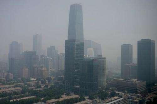 This general view shows a central business district in Beijing on June 3, 2013