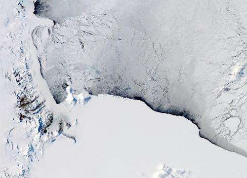 This NASA Aqua satellite image shows the Western Ross Sea and Ice Shelf in Antarctica, pictured on October 16, 2012