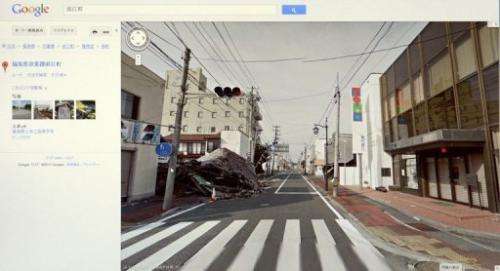This screen shot from Google Street View taken on March 28, 2013 shows a street in Namie Town, Fukushima Prefecture
