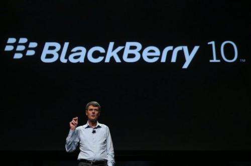 Thorsten Heins, Research in Motion CEO, is pictured at the BlackBerry Jam conference in California on September 25, 2012