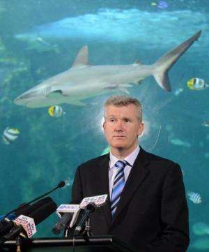 Tony Burke, Australian Environment Minister, speaks to the media at the Sea Life Sydney Aquarium on November 16, 2012