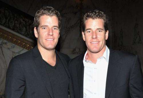 Tyler and Cameron Winklevoss are pictured during an event in New York, on October 3, 2012
