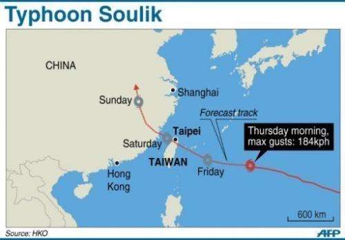 Typhoon Soulik is packing gusts of up to 184 kph