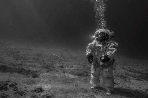 Underwater astronaut on the Moon