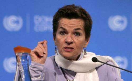 United Nations Convention on Climate Change Executive Secretary Christiana Figueres speaks on November 30, 2012