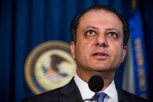 US Attorney for the Southern District of New York, Preet Bharara, speaks at a press conference on November 4, 2013 in New York C