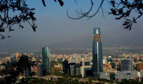 View of the main business district in the Chilean capital Santiago on November 20, 2012